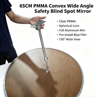 PMMA Blind Spot Convex Safety Mirror With Telescopic Electroplated Bracket For Indoor Garage Warehouse Factory Corner