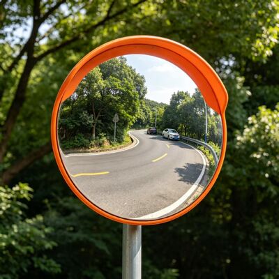 Driveway 60cm 80cm 100cm Convex Traffic Safety Mirror Orange ABS Frame Round Custom Size OEM Available