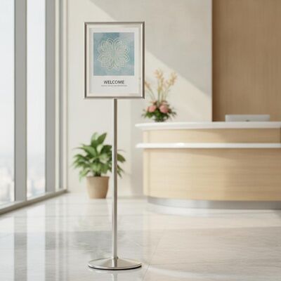 OEM Customize Hotel Sign Stand 25 Mm Pole Diameter Portrait Frame Orientation for Hotel Reception Areas