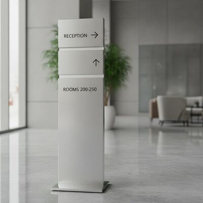 Brushed Finish Hotel Directional Sign Post Aluminum Frame Combining Durability Elegance for Hotel Navigation Systems